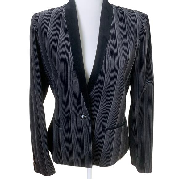 Vintage Stirling Cooper Size 6 Velvet Stripe Blazer Jacket Formal Party Holiday - Picture 1 of 9